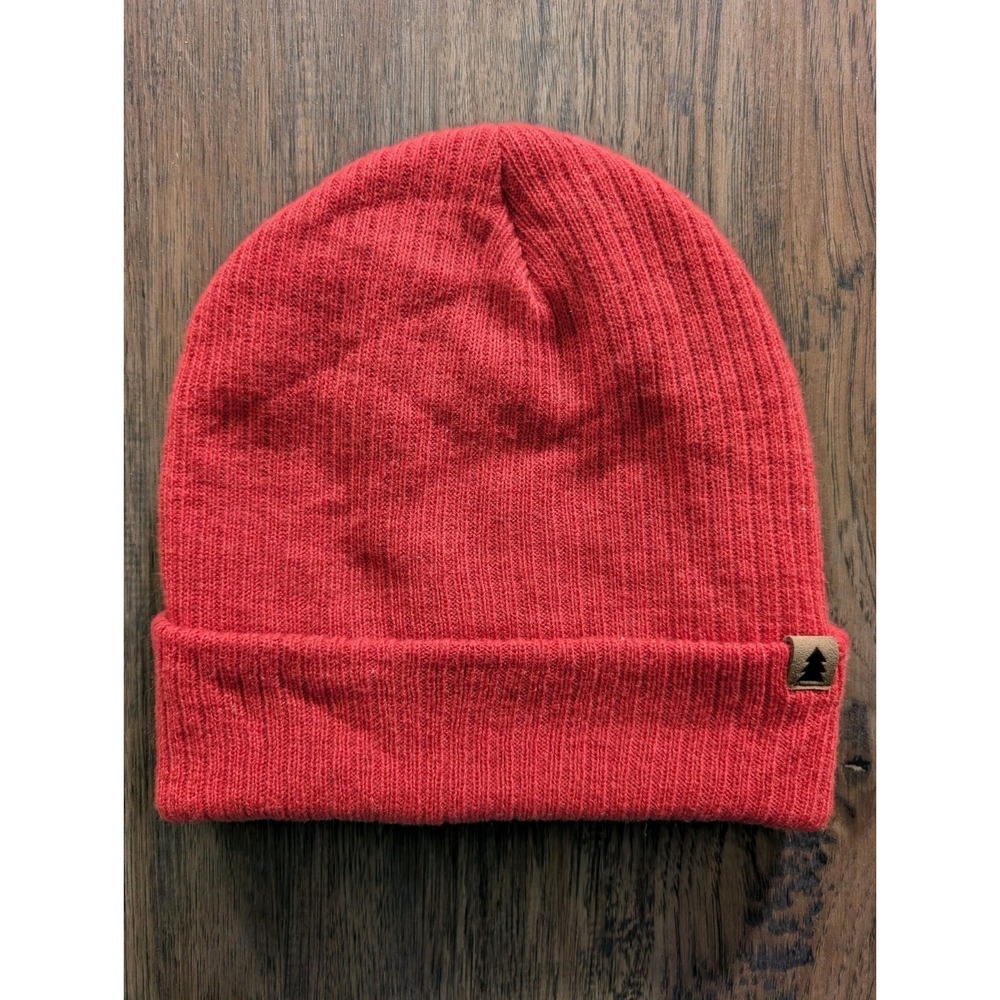 George One Size Adult Solid Rib Lined Beanie Red Color